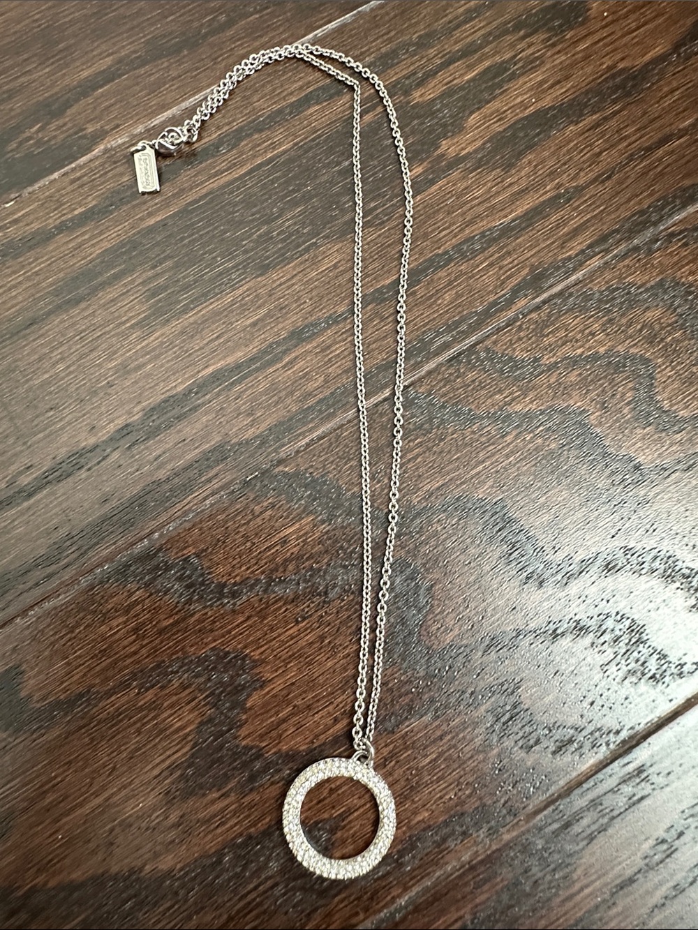 Dainty Silver Pave Circle Pendant Necklace - Women Jewelry
